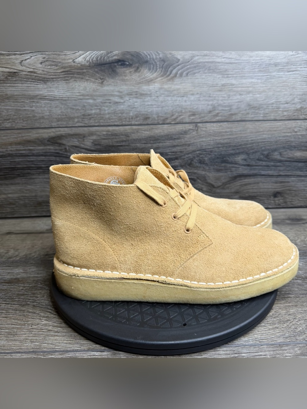 Clarks Originals Charles F Stead Tan Suede Ankle Desert Lace Crepe Boots Sz 9.5M